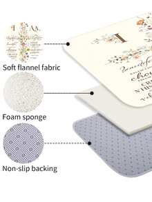 1/3/4件套“我是”花卉励志浴帘浴室套装,白色花卉和积极肯定语设计,防水耐磨配件,带12个挂钩 - 包括马桶座套、浴室垫和地毯 - 塑料面料 - 可水洗,防霉 - 非常适合节日装饰、家居/卧室/房屋/西式/春季装饰。 - 彩色 - 查看 5