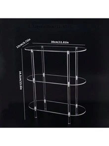 1pc Transparent Acrylic Display Stand, 1/2/3 Tier Large Oval Display Rack, Suitable For Dolls, Accessories, Jewelry, Cosmetics, Transparent Storage Rack, Perfume Stand, Easy To Assemble - Clear - View 10