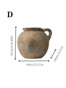 1个手工陶瓷复古侘寂风格矮胖粗犷陶瓷花瓶，适合日式民宿艺术装饰、花瓶摆设、乡村农舍室内插花、精美花瓶、玄关氛围花瓶装饰、家居摆设，大号玻璃 - 多色6 - 查看 14