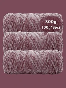 3pcs/Set Luxury Velvet Yarn Set - Soft Polyester Chenille Yarn, Suitable For DIY Knitting And Crocheting, Available In White, Beige, Blue, Brown, Purple, Green, Black, Gray - Multicolor - View 53