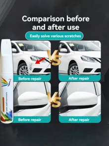 2pcs/Set Car Paint Scratch Repair Pen, Anti-Rust Paint For Scratch Removal, Universal Pearl White/Black/Red/Blue/Gray, Includes Sandpaper - Multicolor - View 4