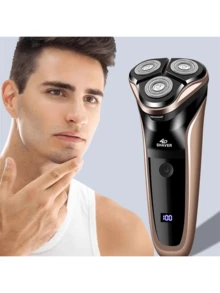 Men's Electric Shaver With LED Power Display/Washable Blades/USB Fast Charging, Floating Head, Portable Home & Travel Electric Razor - Gold - View 2