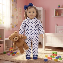 Soft & Comfortable Pajamas For 16" Baby Dolls & 18" American Girl Dolls, Multiple Cute Christmas Cartoon Prints, Easy To Put On/Take Off, Great Gift For Boys & Girls Birthday Or Christmas (Doll Not Included) - Multicolor - View 16