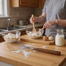 1pc/2pcs/6pcs Stainless Steel, Wooden Handle Manual Egg Beater And Mixer - No Battery Required, Durable Metal Design, Easy Baking And Cooking, Ideal For Whipping And Blending Ingredients, Egg Beater | Manual Mixer | Sturdy Construction, Hand-Held Whisk - Multicolor - View 7