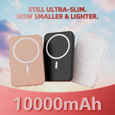 XBJ 10000mAhモバイルバッテリー 大容量 2台同時充電 軽量小型 スマホ充電器 type-c 携帯充電器 LCD残量表示 LEDライト付き 22.5W急速充電 ワイヤレス充電 コンパクト持ち運び便利 機内持込 かわいい おしゃれ 屋外用モバイルバッテリー 夏休みのアウトドア　旅行/キャンプや緊急時のバックアップモバイル電源