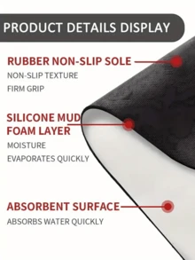 1pc Blue Bow Leopard Print Silicone Bathroom Mat, Cute & Fashionable Silicone Bathroom Carpet - Waterproof, Washable, Long Mat Suitable For Entryway, Hallway, Laundry Room, Living Room - Multicolor - View 8