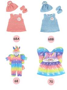 20款重生娃娃服装，适合16-18英寸/40.6-45.7厘米的玩具重生娃娃，适合作为儿童礼物（不含娃娃），娃娃服装，重生娃娃 - 多色 - 查看 8