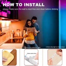 USB Powered LED Light Strip With 44-Key IR Remote And App Control, External Sensitive Microphone, Music Sync Multicolor, Adjustable Timer, Self-Adhesive, Multiple Size Options For TV, Computer Backlight, Festival Indoor Decor - 彩色 - 查看 2