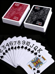 بطاقات لعب بلاستيكية مطفأة عالية الجودة بأرقام وأشكال كبيرة باللونين الأحمر والأسود، 54 قطعة، لألعاب الورق والخدع السحرية للمحترفين - متعدد الألوان - مشاهدة 2