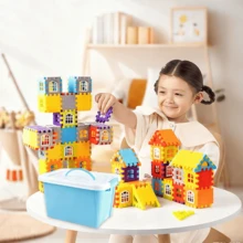 DIY自由组装积木，儿童益智STEAM玩具，宝宝动手能力和脑力训练，连接积木，创意模拟房屋搭建模型玩具，适合圣诞节、派对礼物，专业教育玩具