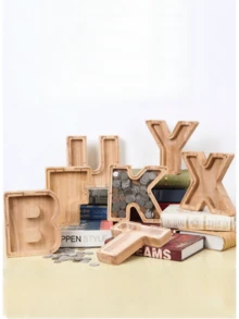 Piggy Bank For Wooden Large Letter Piggy Bank Alphabet Money Bank With Initial , Coin Bank Fun Gifts For Birthday, Christmas, Festival - Multicolor - View 5