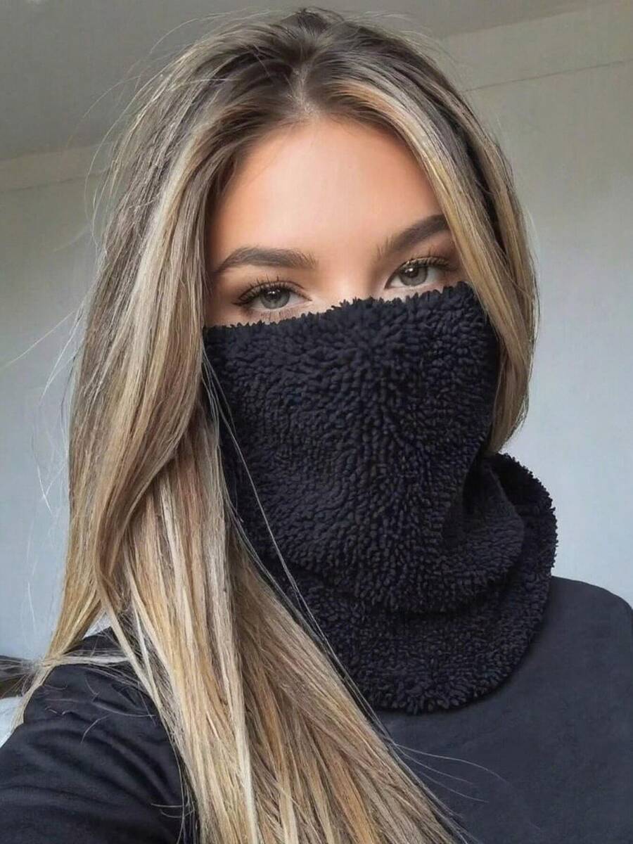 1 szt. damski, jednokolorowy, puszysty ocieplacz na szyję, modny, wysokiej jakości, wszechstronny, ciepły szalik, miękki i wygodny, prosty i stylowy, polarowy komin do codziennego noszenia, do jazdy na rowerze, ochrona, odpowiedni na jesień/zimę - Wielokolorowe - Zobacz 1