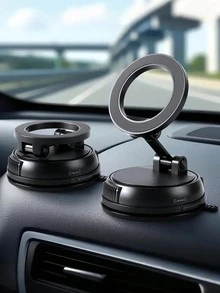 New Car Phone Mount - Dual Magnetic & Vacuum Suction Holder, Zinc Alloy Base With Gel-Filled Bottom, 360-Degree Rotation, Foldable Design, Strong Grip For Navigation, GPS, Smartphone, Universal Dashboard Mount, Stable Auto Phone Bracket - one-size - View 12