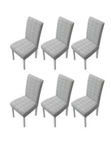 1pc, 4pcs, 6pcs Abstract Pattern Solid Color L-Shaped Chair Cover, Home Dust-Proof Elastic One-Piece Chair Cover, Nordic Modern Minimalist Style, Universal Fit, Suitable For Living Room, Dining Room, Bedroom Home Decor - Light Gray - View 12