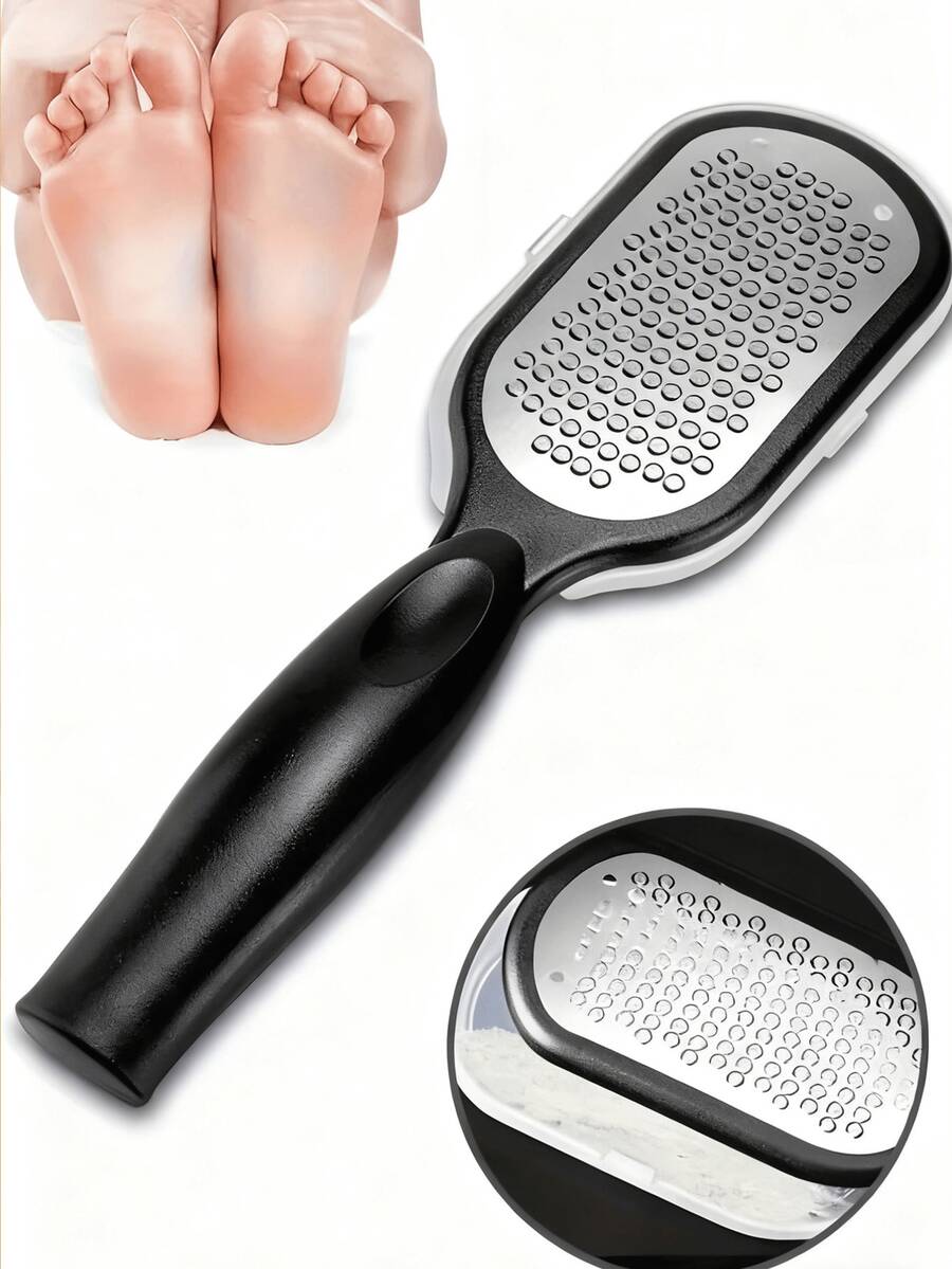 Spazzola per piedi professionale in acciaio inossidabile di alta qualità - Rimuovitore di calli spessi/sottili con protezione di , manico e raschietto, per talloni screpolati, alluce valgo - Accessorio per pedicure domestica/regalo per un parto indolore, strumento per la cura dei piedi, massaggiatore per i piedi, accessori per il bagno dei piedi