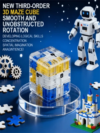 1pc 3D Maze Cube, 3D Maze Cube Educational Toy, Children's Puzzle Toy, Birthday Party Small Gift, Suitable For Kids 3+ Years Old, Random Color