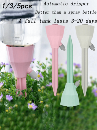1/3/5件套自动植物浇水系统 - 可调节滴灌套件，带喷头，适用于家庭和花园，植物喷雾器，园艺用品