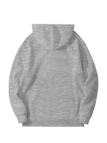 Sudadera con capucha y cordón de impresión de baloncesto y letras, sudadera casual suelta, ropa de mujer - Gris Claro - Ver 2