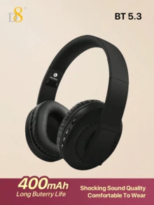 D8 头戴式耳机，无线/有线两用，可折叠，内置麦克风，支持 Micro SD 卡扩展 - （隐形款）成人儿童男女通用，续航 10-15 小时，可折叠头戴式耳机，带麦克风，低音强劲，立体声效果出色，配备柔软记忆蛋白耳罩，兼容 /安卓手机/PC - 彩色 - 查看 19