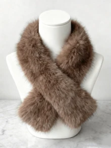 1 Piece Women's Autumn And Winter Style Faux Rabbit Fur Solid Color Double-Sided Thickened Cold-Proof Scarf With Fluffy Collar - Multicolor - View 7