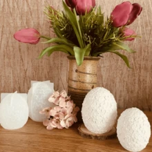 DIY Candle Molds, Easter Plumeria Ball Candle Wax Melts Silicone Molds, Handmade Soap, Plaster, Resin Molds - White - View 3