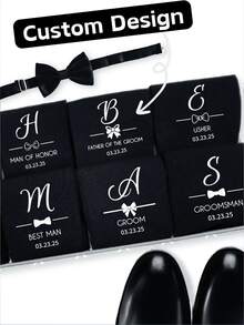5 Pairs Personalized Bridesmaid & Groomsmen Wedding Socks, Customized Wedding Decoration Socks, Bridesmaid Gift Socks, Groomsmen Party Custom Socks, Groom & Best Man Socks, Bachelorette Party, Embroidered Socks - Wedding Socks - View 5