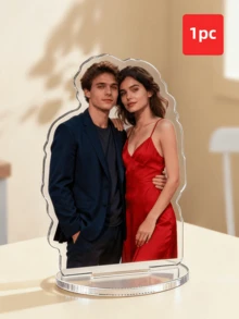 1-2pcs Customized Acrylic Photo Standee, Can Customize Couple Photo Acrylic Standee, Wedding Portrait Acrylic Standee, Photo Acrylic Standee. Valentine's Day Gift, Valentine's Day Decor, Wedding Decor. Suitable For Home, Office And Bedroom Decoration. Customizable Image.