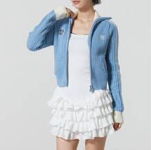 Adidas Originals FW25 TEAM FULLZIP Women's Sporty Slim Fit Casual Zipper Knit Long Sleeve Jacket KF0719 - Blue/White - View 2
