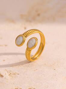 Stainless Steel Minimalist Teardrop Shaped Ring For Women, Suitable For Daily Wear Or Parties - 40433 - View 3