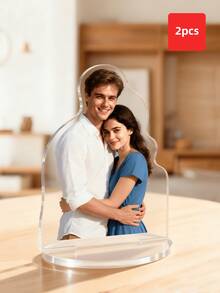 1-2pcs Customized Acrylic Photo Standee, Can Customize Couple Photo Acrylic Standee, Wedding Portrait Acrylic Standee, Photo Acrylic Standee. Valentine's Day Gift, Valentine's Day Decor, Wedding Decor. Suitable For Home, Office And Bedroom Decoration. Customizable Image.