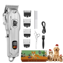LQT 宠物电动理发器套装 | 家用宠物理发器 | 低噪音低震动，温和呵护皮肤 | 可修剪脚部、面部及全身毛发 | 含宠物指甲钳 | 新手友好型套装，宠物主人圣诞节必备 - 銀色 - 查看 8