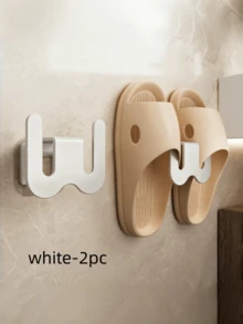 1 件带胶带的壁挂式鞋架、浴室拖鞋架、无需钻孔的壁挂式卫生间门挂钩、鞋子收纳架、浴室挂件、防水挂钩、多色浴室拖鞋挂钩