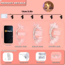 1 pieza de luces LED en forma de luna y estrellas, luz cálida dorada y luces de colores preciosas, iluminación festiva, adecuada para decoración interior, dormitorio, cumpleaños, boda, fiesta, San Valentín, Acción de Gracias, Navidad, regalo de Año Nuevo (pilas AA no incluidas). - Multicolor - Ver 8