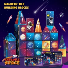 31/52pcs Mini Magnetic Building Blocks Toy, Solar System Elements, Astronaut Space Creative Construction Toy, Portable Travel Set, Christmas, Thanksgiving, New Year Gift