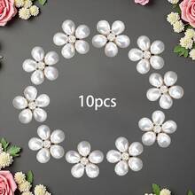 2pcs/6pcs/10pcs Shirt Button Covers, Floral Pearl Rhinestone Cuff Links, Button Clips Suitable For Formal Dresses, Wedding Attire, Button Accessories, Valentine's Day Gift - Multicolor - View 7