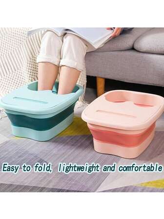 1pc Foldable Foot Bath Basin With Built-In Massager - Foot Relaxation Tub, Suitable For Foot Soaking, Portable Folding Design, Soft Pad Cover Can Hold Tablet