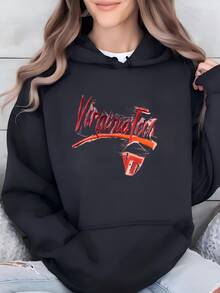 Women Vintage 90's Rare Virginia Tech Hokies University  Crop Top Crewneck Sweasweatshirt L/Xl Hoodie - 黑色 - 查看 2