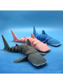 3D-Printed Movable Hammerhead Shark Toy - Flexible Joints For Stress-Relieving Desktop Decoration | Colorful Marine Animal Gift, Suitable For Office Workers And Shark Enthusiasts - Multicolor - View 1
