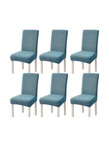 1pc/4pcs/6pcs Abstract Pattern Solid Color L-Shaped Chair Cover, Home Dust-Proof Elastic One-Piece Chair Cover, Nordic Modern Minimalist Universal Style, Suitable For Living Room, Dining Room, Bedroom Home Decor - Lake Blue - View 12