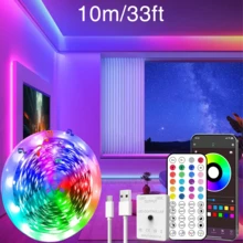 USB Powered LED Light Strip With 44-Key IR Remote And App Control, External Sensitive Microphone, Music Sync Multicolor, Adjustable Timer, Self-Adhesive, Multiple Size Options For TV, Computer Backlight, Festival Indoor Decor - 彩色 - 查看 16