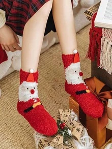 1pc Women's Christmas & New Year Socks - Red - View 4
