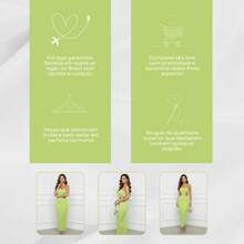 Long Strapless Dress With Opening At The Waist And Slit At The Back For Women's Party Night - Lime Green - View 8