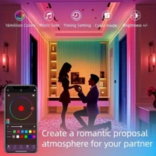 USB Powered LED Light Strip With 44-Key IR Remote And App Control, External Sensitive Microphone, Music Sync Multicolor, Adjustable Timer, Self-Adhesive, Multiple Size Options For TV, Computer Backlight, Festival Indoor Decor - 彩色 - 查看 3