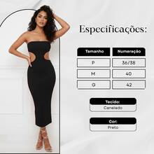 Women's Strapless Long Dress With Waist Opening And Back Slit, Perfect For Parties And Nightclubs - 黑色 - 查看 3
