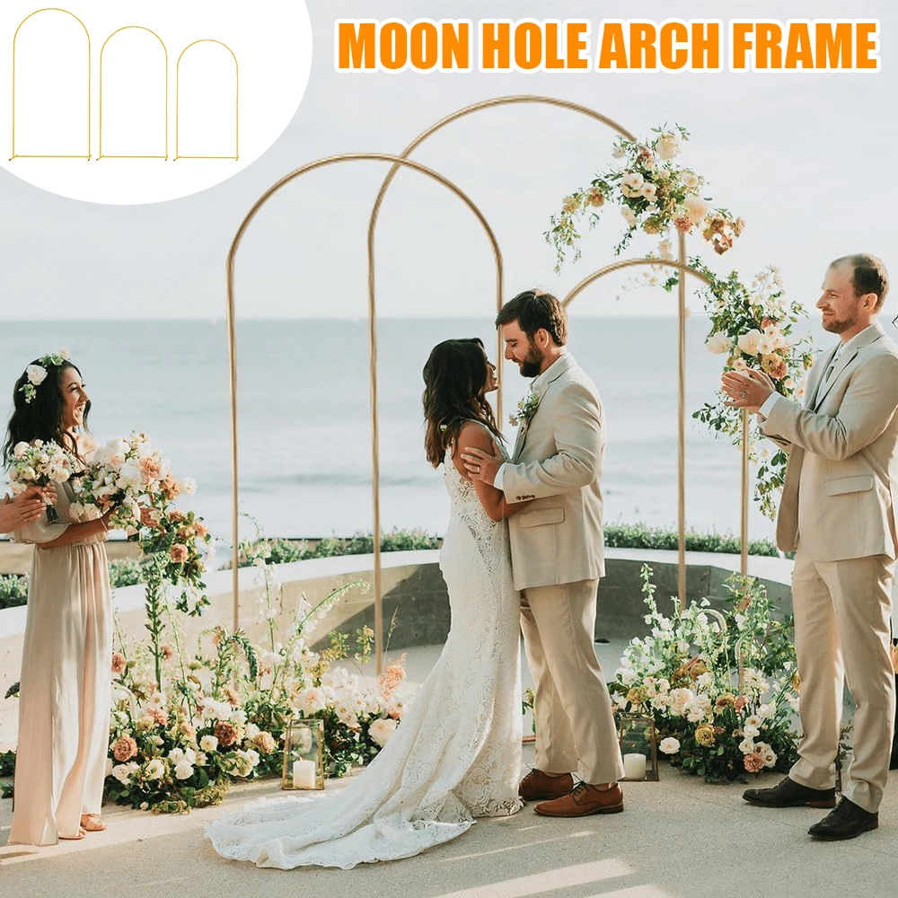 Lislark Large Wedding Arch Door Backdrop Stand Flower Display Frame Backdrop Metal Rack, 3 Size Choice - Gold (6FT) - View 1
