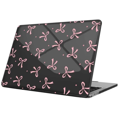 Bowknot Laptop Case Compatible With Apple Laptop , Sturdy Protective Plastic Hard Shell Case Cover For Pro Case. (Black)