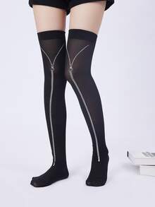 1双女士独特个性化过膝袜，适合搭配裙子 - 彩色 - 查看 1