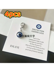 邪眼护身符钥匙扣吊坠 - 男女皆宜的幸运饰品，独特的鼓励信息口袋卡，适合生日、婚礼、情人节和毕业纪念日 - 彩色 - 查看 6