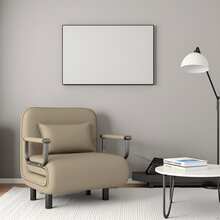 Sofá cama 5 en 1 con sillón, ajustable en 5 posiciones, incluye cojines, funda extraíble, ideal para salón, oficina y habitación de invitados, color caqui