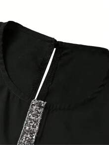 Festival Neck Balloon Sleeve Robe Dress, Elegant Long Dress, Women's Wear - Black - View 4